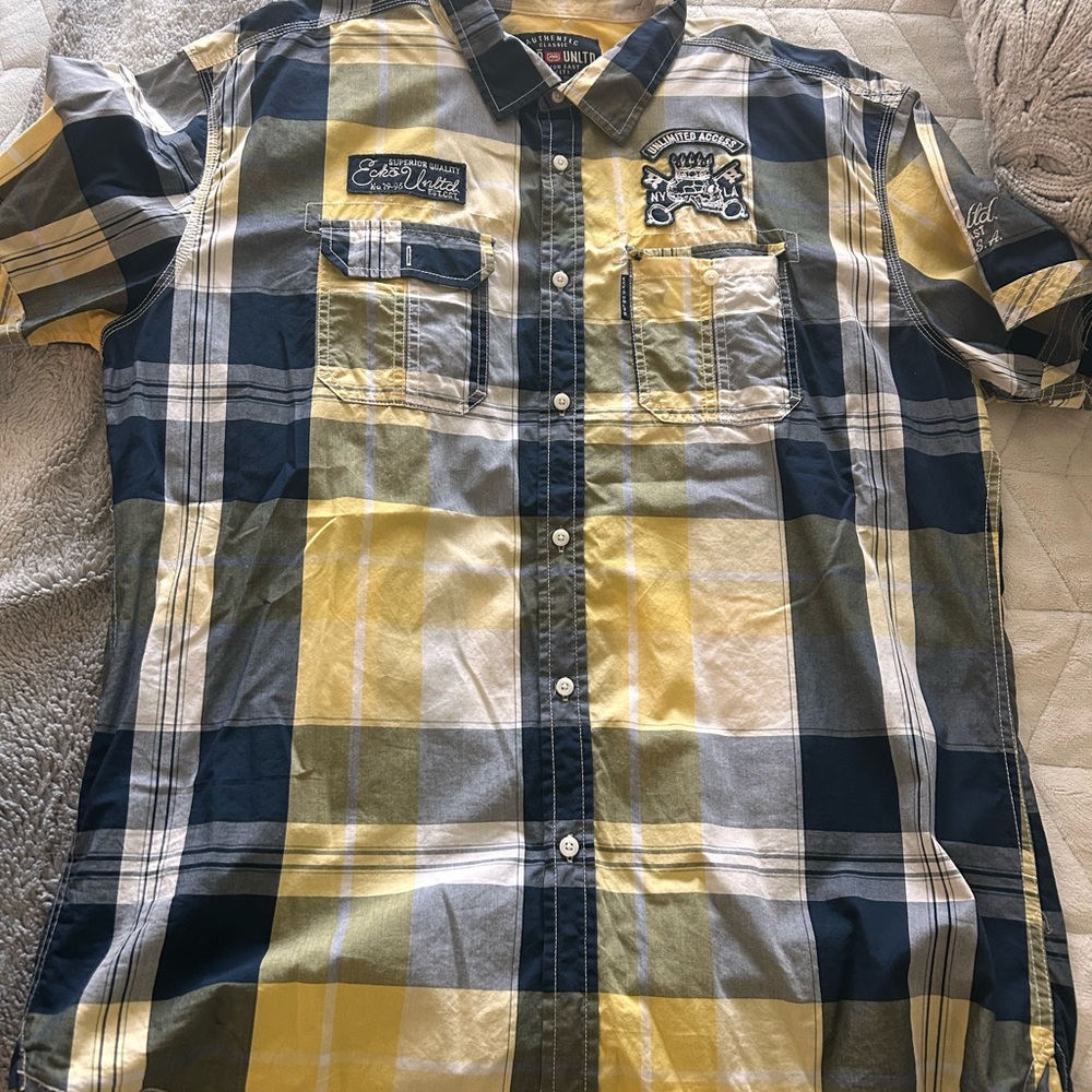 Men's Echo Casual Plaid Shirt - Yellow and Black